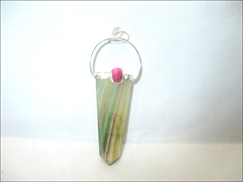 HiJet Wow Green Flourite Flat Pendant 1.75 -2 inch long approx. Best for Healing Chakra Balancing Positive Energy Yoga Meditation Reiki Sound Sleep Christmas Xmas Thanks Giving Gift