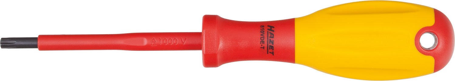 HAZET 810VDE-T20 Torx Profile T 20 Screwdriver for Electricians with Protective Insulation and Burnished Tips - Multi-Colour