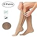 2 Pairs Compression Socks Toe Open Leg Support Stocking Knee High Socks with Zipper (Nude, XXL) …
