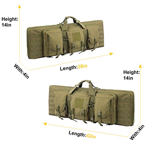 AK47/AR16 Tactical Rifle Case Double Carbine Bag Outdoor Molle Deluxe Double Rifle Gun Bag Padded Long Gun Case & Rifle Storage Backpack(2 Sizes and 6 Colors to chooese from) (O.D. Green, 38inch) - Thumbnail 2