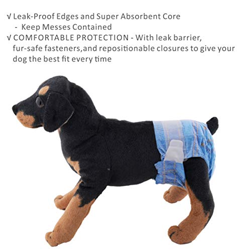 Roysili Disposable Dog Diapers Female Super Absorbent Leak-Proof Cute Jeans Style Small Medium Large Pets 32 Count (32 ct, XL)