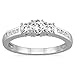 Diamond Three Stone Ring Available in 10K White Gold (1/2ctw - 1 1/2ctw)