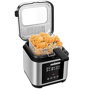 CUSIMAX-25L-Deep-Fat-Fryer-1200W-Touchscreen-Compact-Deep-Fryer-with-Timer-and-Temperature-Control-Stainless-Steel-Basket-and-Viewing-Window-Removable-Lid-Non-Stick-Oil-Tank-SilverBlack CUSIMAX 2.5L Deep Fat Fryer, 1200W Touchscreen Compact Deep Fryer with Timer and Temperature Control, Stainless Steel…
