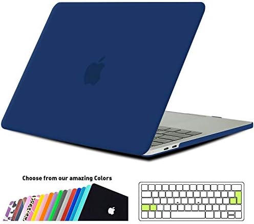iNeseon Macbook Pro 15 Inch Case 2019/2018/2017/2016, Slim Hard Shell Protective Case with Keyboard Cover for Macbook Pro 15 with Touch Bar & Touch ID Model A1990/A1707, Navy Blue