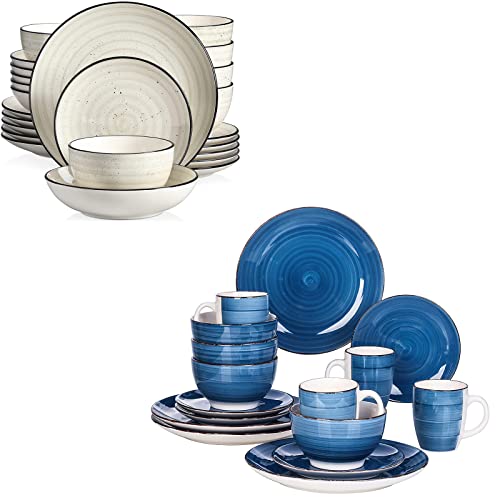 vancasso Stoneware Dinnerware Set 24 Pieces Bonbon Beige Bundle