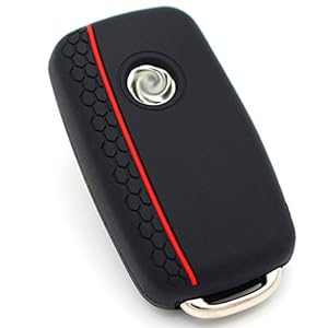 Finest-Folia Sleutelhoes, VA honingraatpatroon voor 3 toetsen, autosleutel, siliconen hoes, zwart