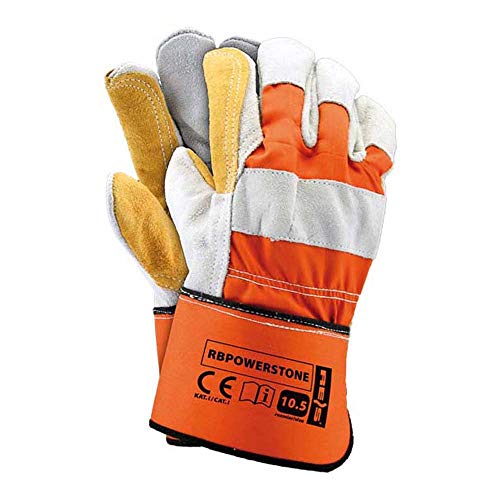 Reis RBPOWERSTONE Schutzhandschuhe, Orange-Hellgrau-Honig, 10 Größe, 12 Stück