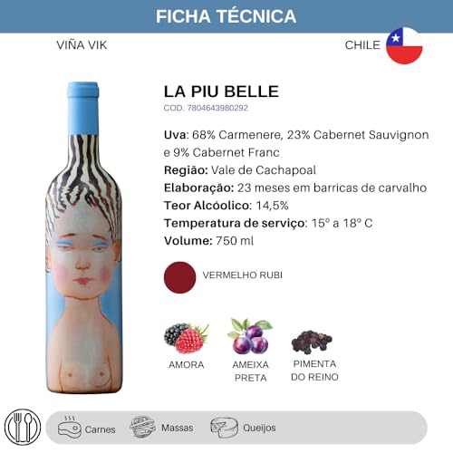 Vinho Tinto Chileno Vik Wines Vinho La Piu Belle 750ml,