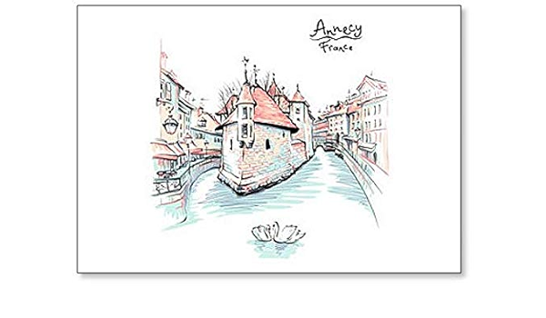 Imán para nevera de la ciudad vieja de Annecy, Venecia de los Alpes