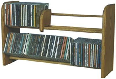 Cdracks Media Furniture Solid Oak 2 Row Dowel CD Rack Capacity 110 CD's Honey Finish