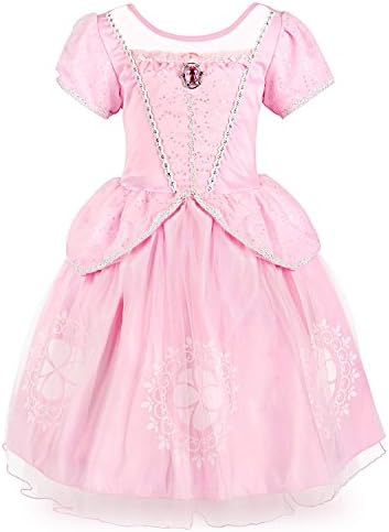 Rizoo Little Girls Sequined Short Sleeve Summer Dresses Fancy Princess Sofia Costumes Birthday Party Dress up