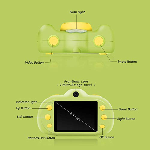 Shockproof Kids Camera Rechargeable 8MP Digital Camera for Kids Camcorder with 8G SD Card for 3-10 Year Old Children Outdoor Play