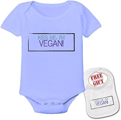 " Kiss me I'm Vegan "Cute Custom boutique Baby bodysuit onesie &amp; matching bib