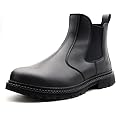 ZERVRTON Steel Toe Work Boots for Men,Slip-on Work Boots,Men's Industrial & Construction Shoes,Waterpoof Safety boots,Non-slip,Comfortable,Lightweight