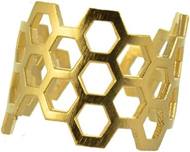 AppleLatte Honeycomb Ring, Gold Plated Adjustable