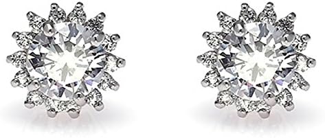 CZ Cubic Zirconia Diamond Stud Earrings Women Alloy Body Chrysanthemum Thai Flower Beauty Jewelry