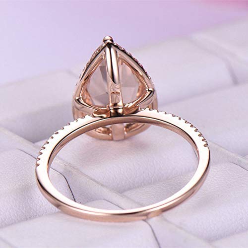 image for Yuren Gorgeous Wedding Rings for Women Rose Gold Filled Pear Cut Cryst