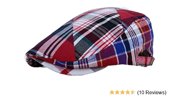 red plaid golf hat