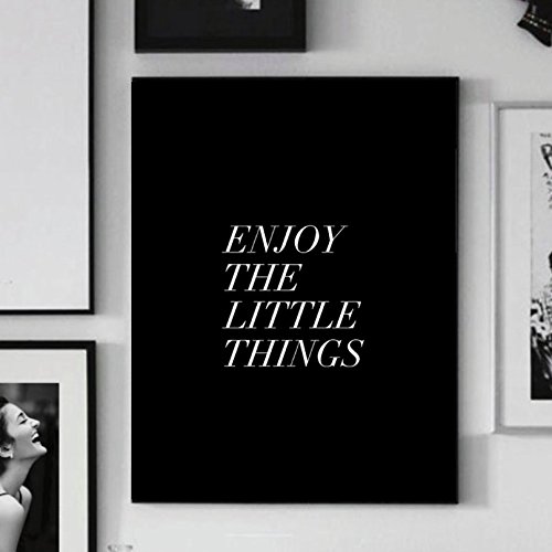 Enjoy the Little Things Quote Poster Print Art, 11 x 14 Inches, Inspirational Wall Art in Black White Grey Color, Modern Home Wall Decor Unframed