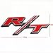 Btopars Red With Chrome R/T RT Side Fender Trunk Hatch Emblem Badge Sticker for Dodge Challenger Charger Ram Avenge