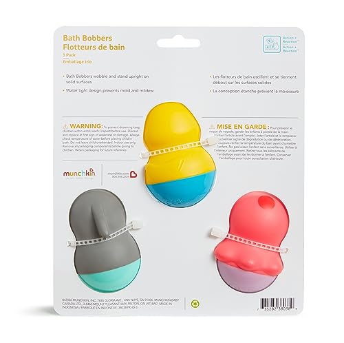 Munchkin Bath Bobbers Mold Free Baby and Toddler Bath Toy, 6+ Months, Dolphin/Walrus/Octopus