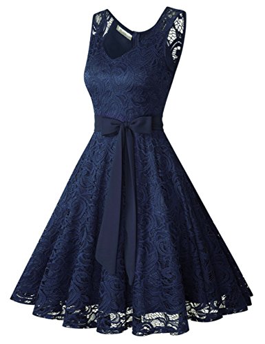 KOJOOIN-Damen-Brautjungfernkleid-fr-Hochzeit-Abendkleider-Elegant-Spitzenkleid-Knielang-CocktailkleidVerpackung-MEHRWEG