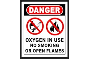 AK TRADERS INC AK Pack of 2 Alert Danger: Oxygen in Use No Smoking Vinyl Decal Sticker Wall | Door | Window Any Smooth Surface Size: 3.5" high x 5" Wide