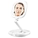Foldable 1x/7x Double-sided LED Illuminated Cosmetic Mirror, Tabletop LED Lighted Makeup Mirror, Compact/Portable/Collapsible Travel Vanity Mirror with Dimmable Light