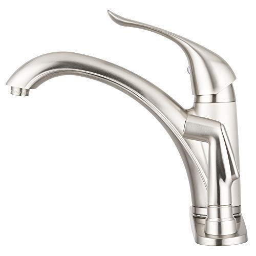 Medina Kitchen Faucet (Brushed Satin Nickel) by Pacific Bay - This Beautiful Upgrade Features a Single Lever, Arc Spout and a Side Sprayer