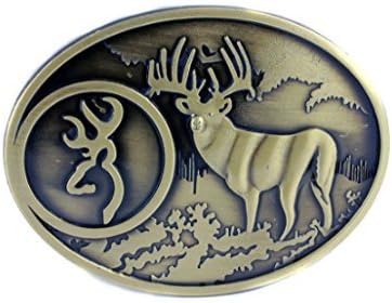 Deal Fashionista BRONZE Buck Hunter Whitetail Deer Emblem Buckmark Belt Buckle