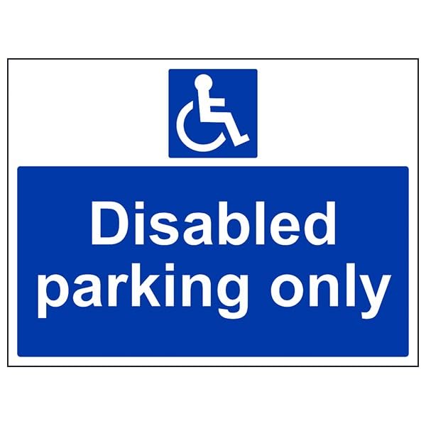 V Safety Mandatory General - Disabled Parking Only - 600 X 450MM Safety Sign With Snap Frame