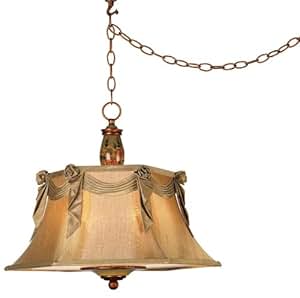 pendant plug swag light floral ceiling painted lighting lights hand