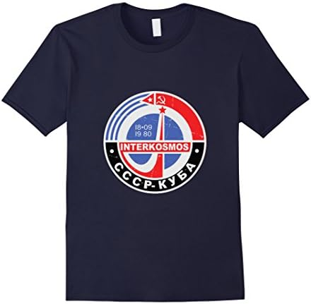 Mens Interkosmos T-Shirt, Russian Space program shirt, Communist Medium Navy