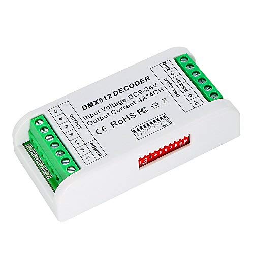 kingmaled DMX LED Controller DMX512 Decoder RGB DMX 512 Dimmer Driver 16A DC9V-24V for LED Strip Module Strip Light 4A/CH (4 Channel Mini)