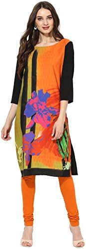 Vaamsi Women's Indian Tunic Top Crepe Kurti(PK1363_Orange_L)