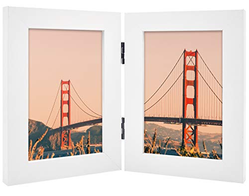 Frametory, Hinged Picture Frame with Glass Front Made to Display Two Pictures, Stands Vertically on  - //coolthings.us