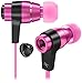 Sentey Pink Earbuds Earphones Headset in Ear Headphones Inline Control and Microphone Metal Audiophile for Music Running Travel Carrying Case Included Tangle Free Cable Oryon LS-4219 Kids Men Girls