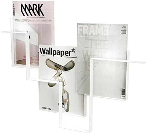 Magazine stand, Magazine holder wall Iron storage rack Hanging newspaper bookshelf Information shelves Simple Mounted For office and home-White 73x6x52cm(29x2x20inch)