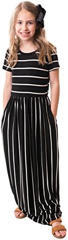 Chrome Classic Girls Brooklyn Striped Maxi Dress Made In The USA (Black, X-Large)