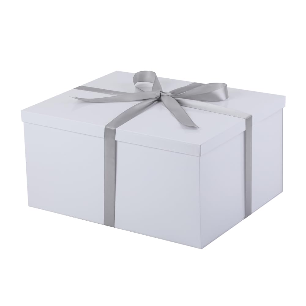 Photo 1 of ***FACTORY SEALED*** UoeRing 1Pcs White Extra Large gift box with lids 16.5×13×8 Inches gift boxes for presents,Birthday Box (include Ribbon, Paper Shred Filler Gift Card & Envelopes)