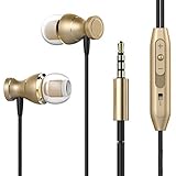 TFBOYS In-Ear Earphone Headset In-line Control Magnetic Clarity Stereo Sound Earphones with Mic For iPhone Mobile Phone MP3 MP4 (Gold)