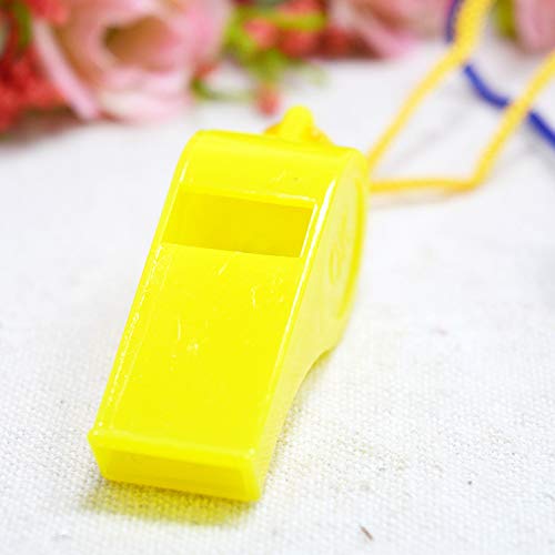 Tcplyn 2PCS Plastic Whistle with Lanyard Universal Coaches Referee Whistles Kids Toy Whistle for Sports Training Use Random Color