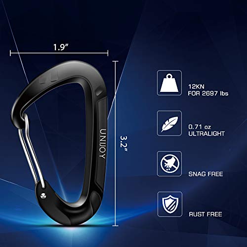 image for Unijoy Carabiner Clips, 4 Pack, 12KN Heavy Duty Wiregate Carabiners fo