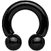 FIFTH CUE Titanium IP Over 316L Surgical Steel Circular Horseshoe Barbells (Black | 0GA | 5/8