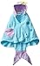 Kidorable Blue Mermaid All-Cotton Hooded Towel for Girls with Fun Fish Tail and Shells