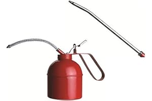 PROLUBE 16-ounce (500ml) Heavy Duty Pistol Type Oiler | Steel Pump | Rigid & Flexible Spout | Dome Shape | Red Color (41433)