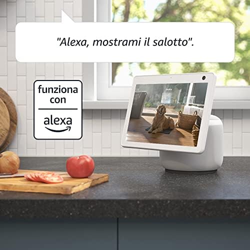 Mini Pan-Tilt Camera | Videocamera intelligente di sicurezza, da interni, plug-in, audio bidirezionale, video HD, rilevazione di movimento, funziona con Alexa | Nero