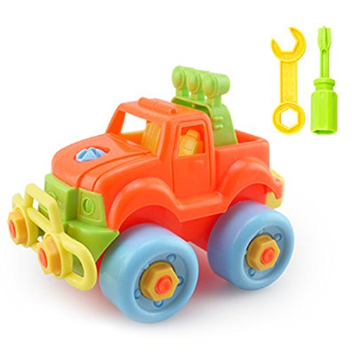 Ocamo Puzzle Toys Colorful Disassembly Assembly Vehicle Toy with Wrench Screwdriver Novelty Building Block Gift for Kids Jeep