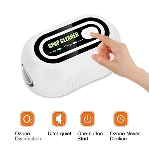 CPAP Cleaner & Sanitizer, Vktech Portable Mini CPAP Cleaner Disinfector, Recharge Ozone Sterilization Cleaner Machine for CPAP Mask Air Tubes Respirator Heated Hose Pipe Tube Accessories, White