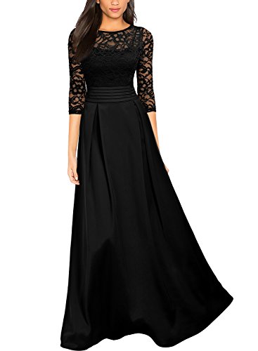 Miusol Women s Retro Floral Lace Halter Ruched Wedding Maxi Dress,Black,Small Miusol Women s Retro Floral Lace Halter Ruched Wedding Maxi Dress,Black,Small